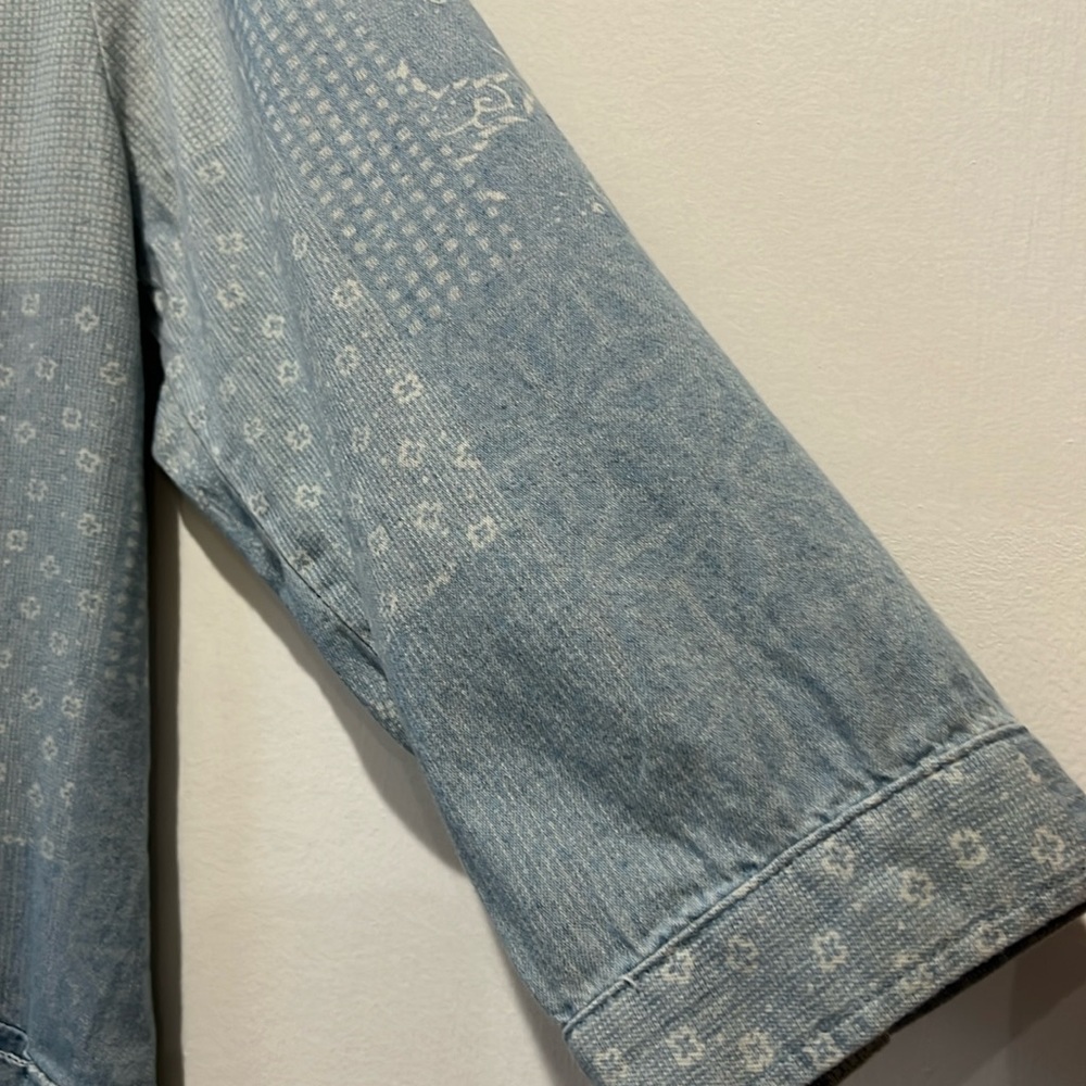 Joan Rivers Button Down Denim Patchwork Print Shi… - image 3